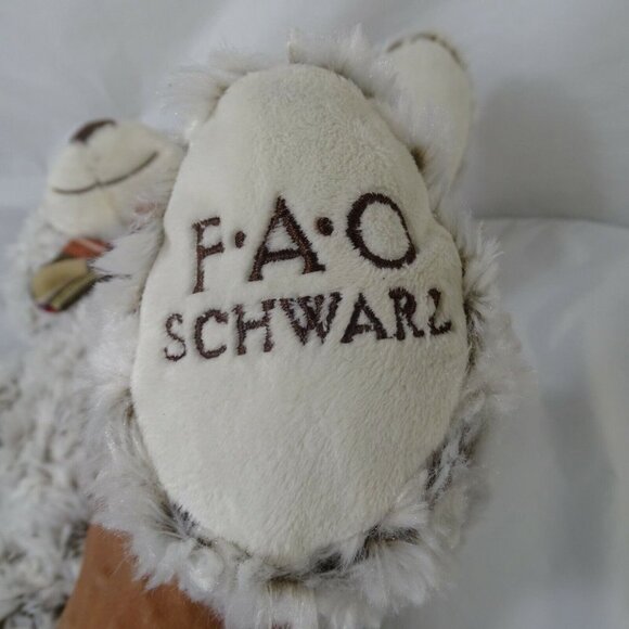 FAO Schwartz Bow Tie Plush Teddy Bear Stuffed Animal Curly Frosty Hair Brown 18" - Picture 8 of 8